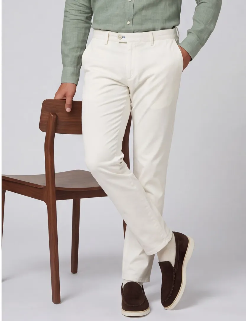 Creme wijde fit broek Brax katoen