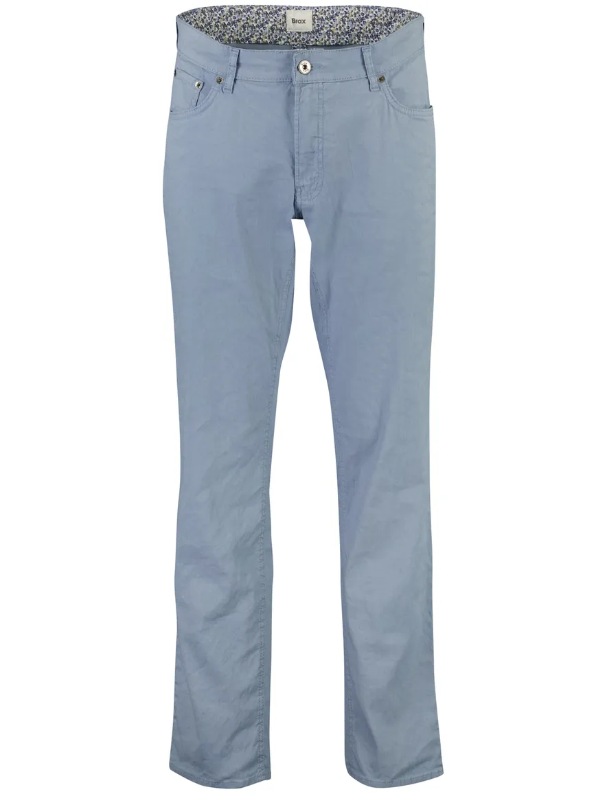 Broeken Brax Chuck blauw slim fit linnen