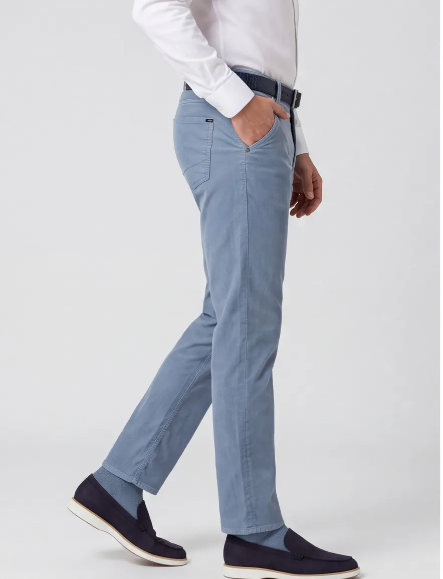 Brax Chuck broek blauw slim fit linnen