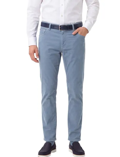 Brax Broeken Brax Chuck blauw slim fit linnen