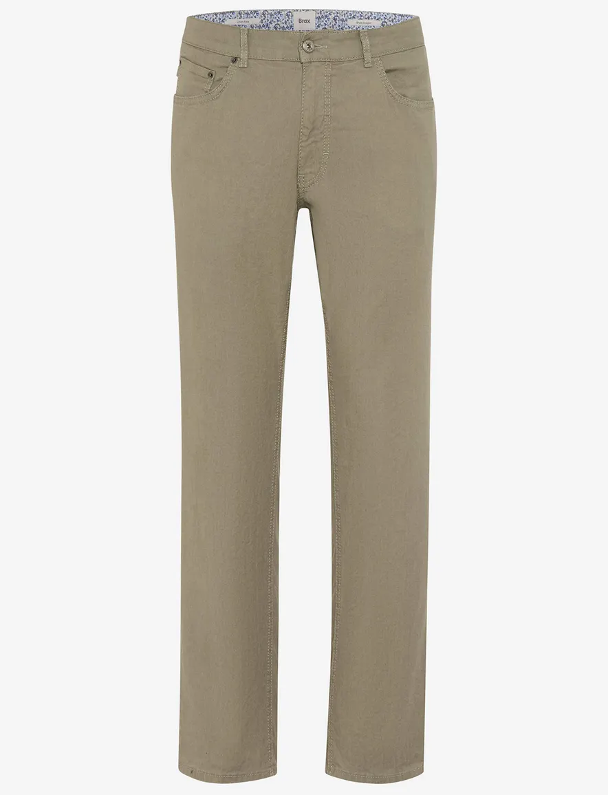 Brax Pantalon katoen olijfgroen linnen