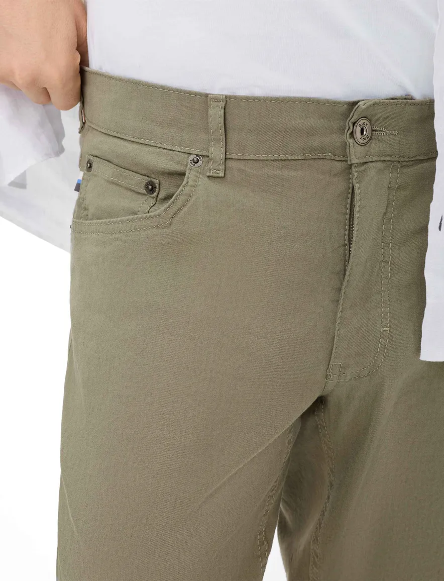 Brax Pantalon katoen olijfgroen linnen