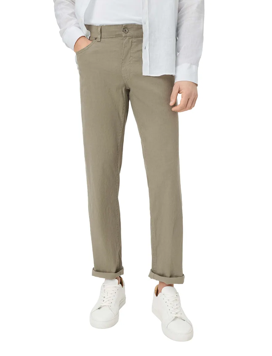 Brax Pantalon katoen olijfgroen linnen