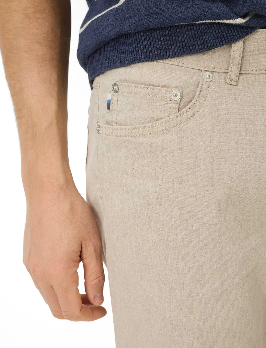Brax Pantalon katoen creme linnen