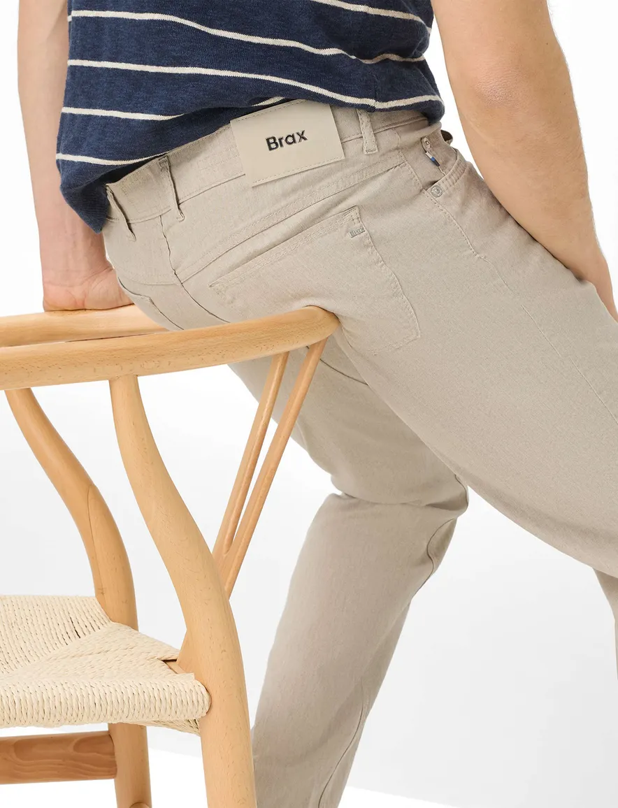 Brax Pantalon katoen creme linnen