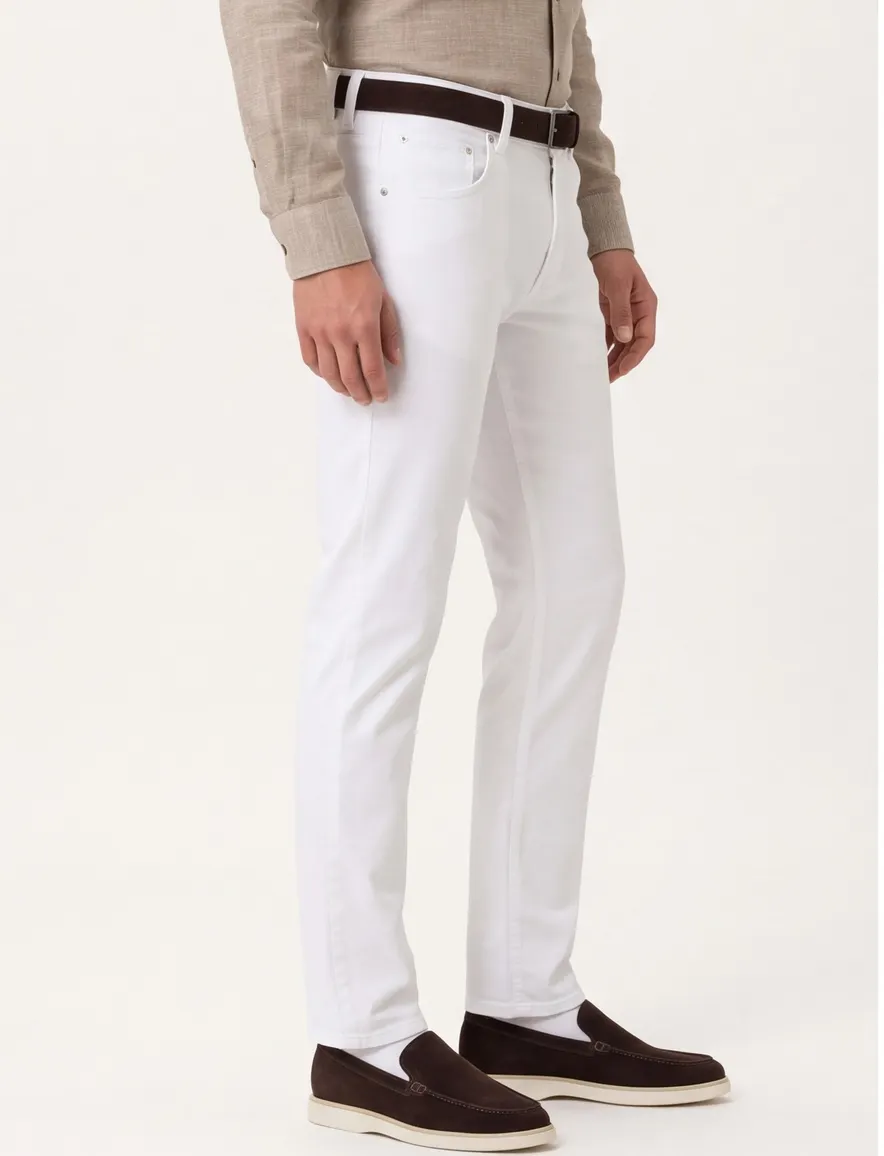Broek Brax Chuck wit slim fit linnen