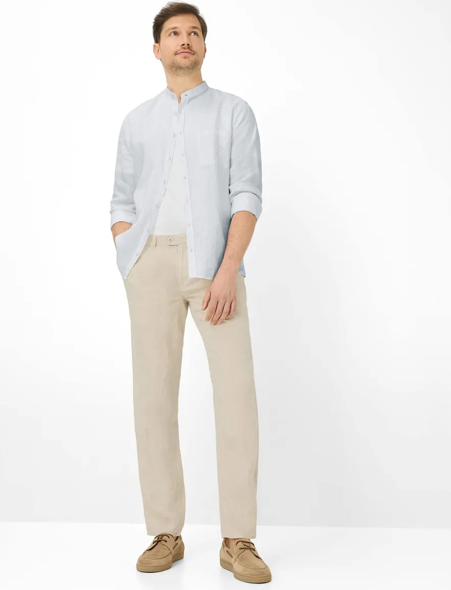 Brax Pantalon katoen zandkleur linnen