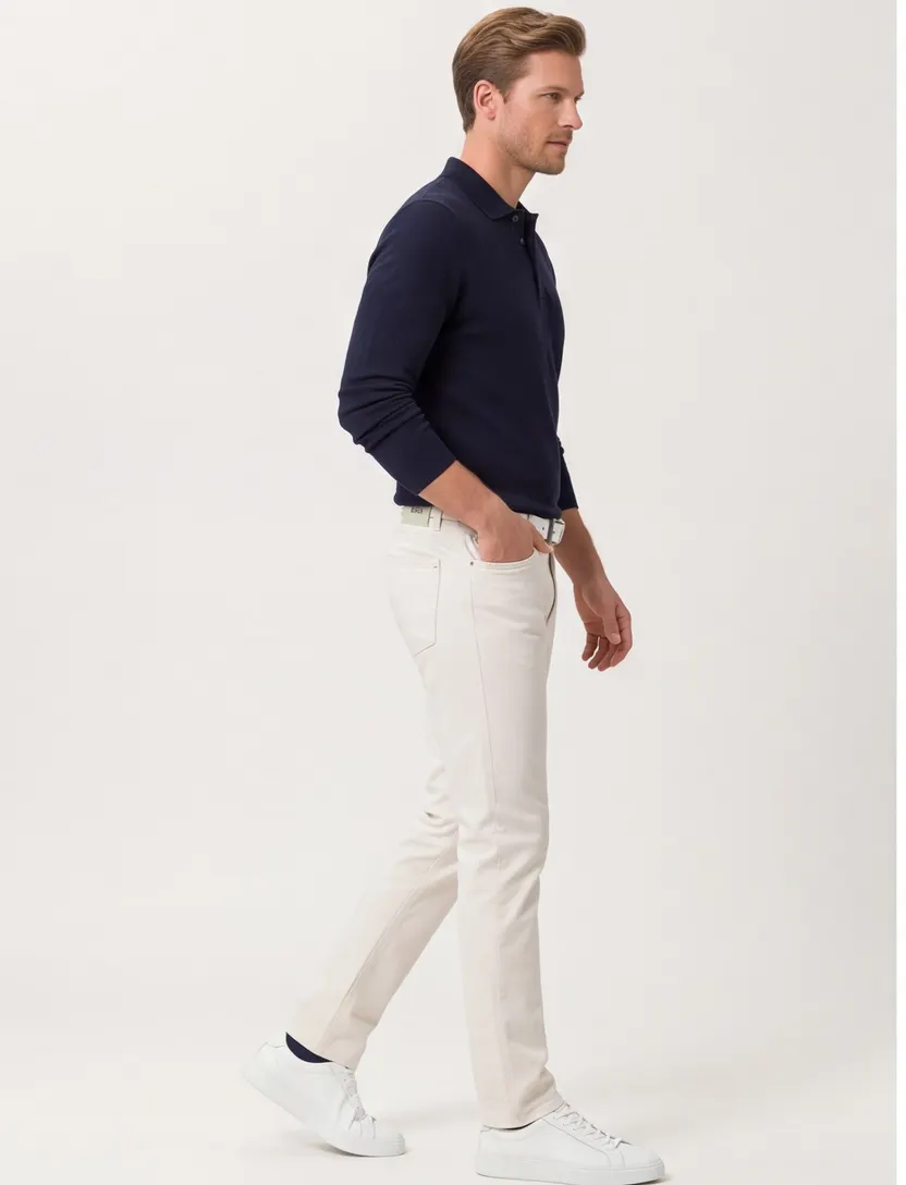 Pantalon Brax Chuck crème 5-pocket normale fit