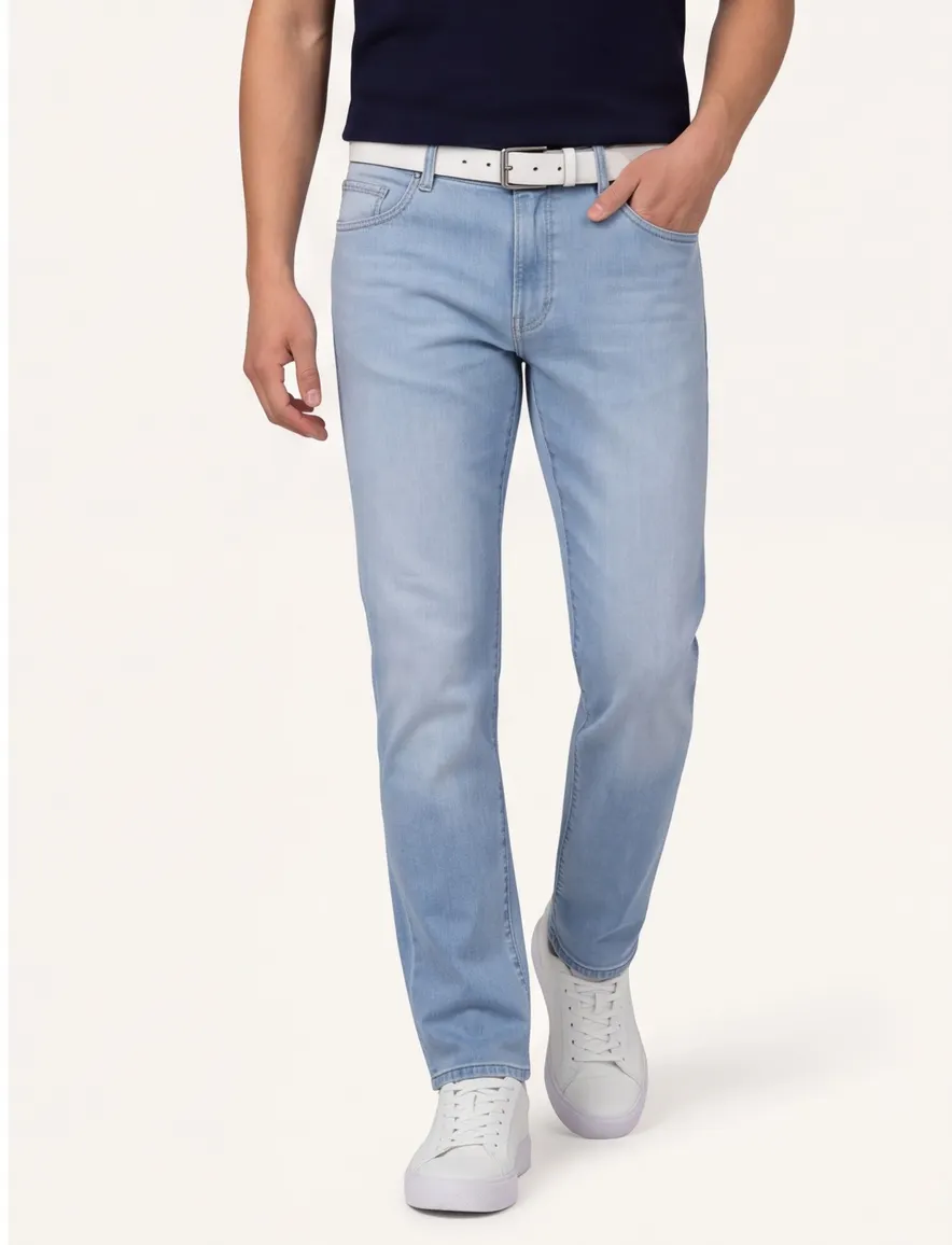Lichblauwe pantalon Brax Clint 5-pocket normale fit