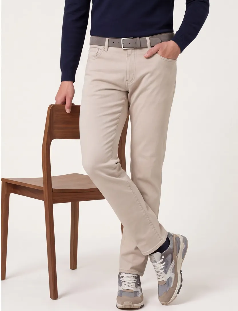 Pantalon 5-pocket model Brax Chuck beige slim fit