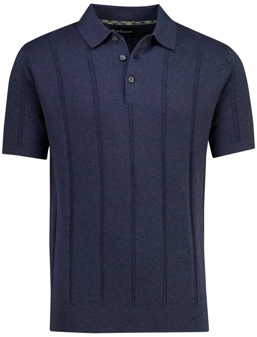 Donkerblauwe polo Barbour met streep structuur donkerblauw