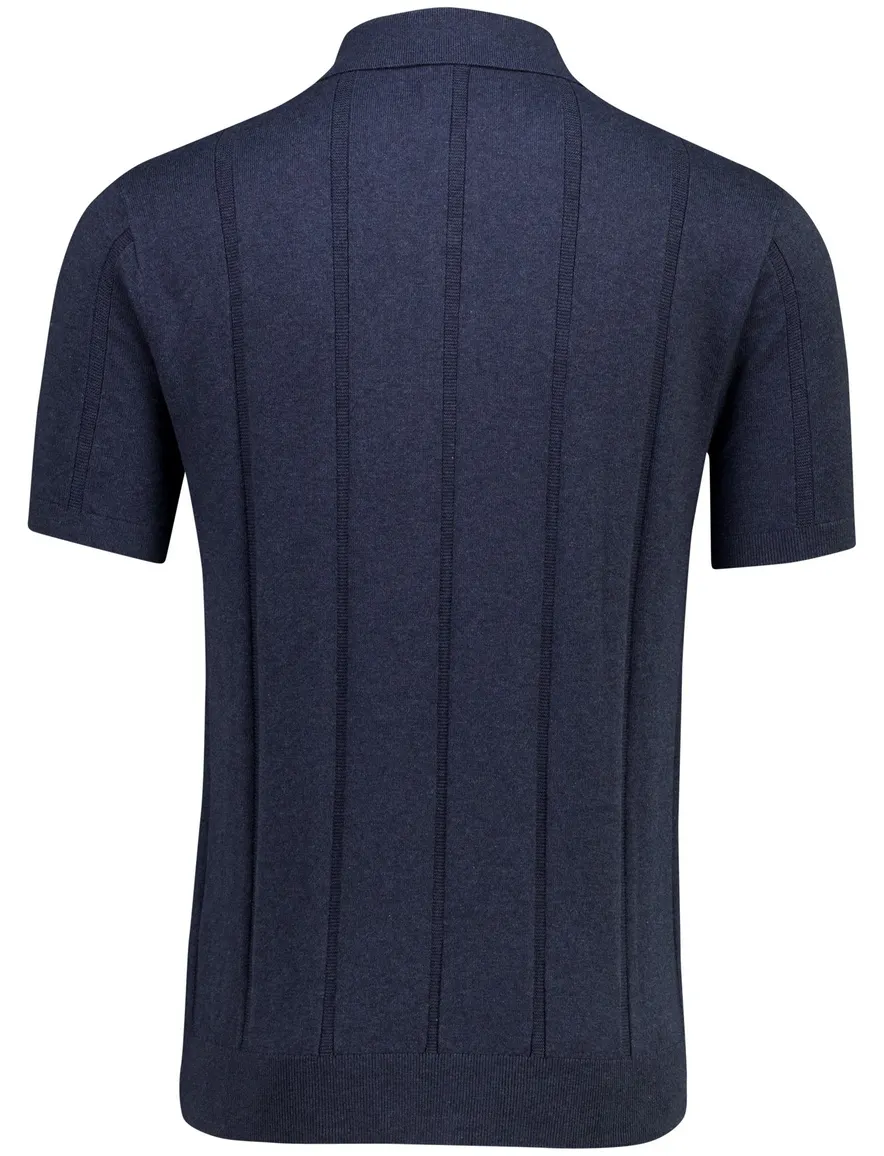 Barbour gebreide polo met streep structuur donkerblauw