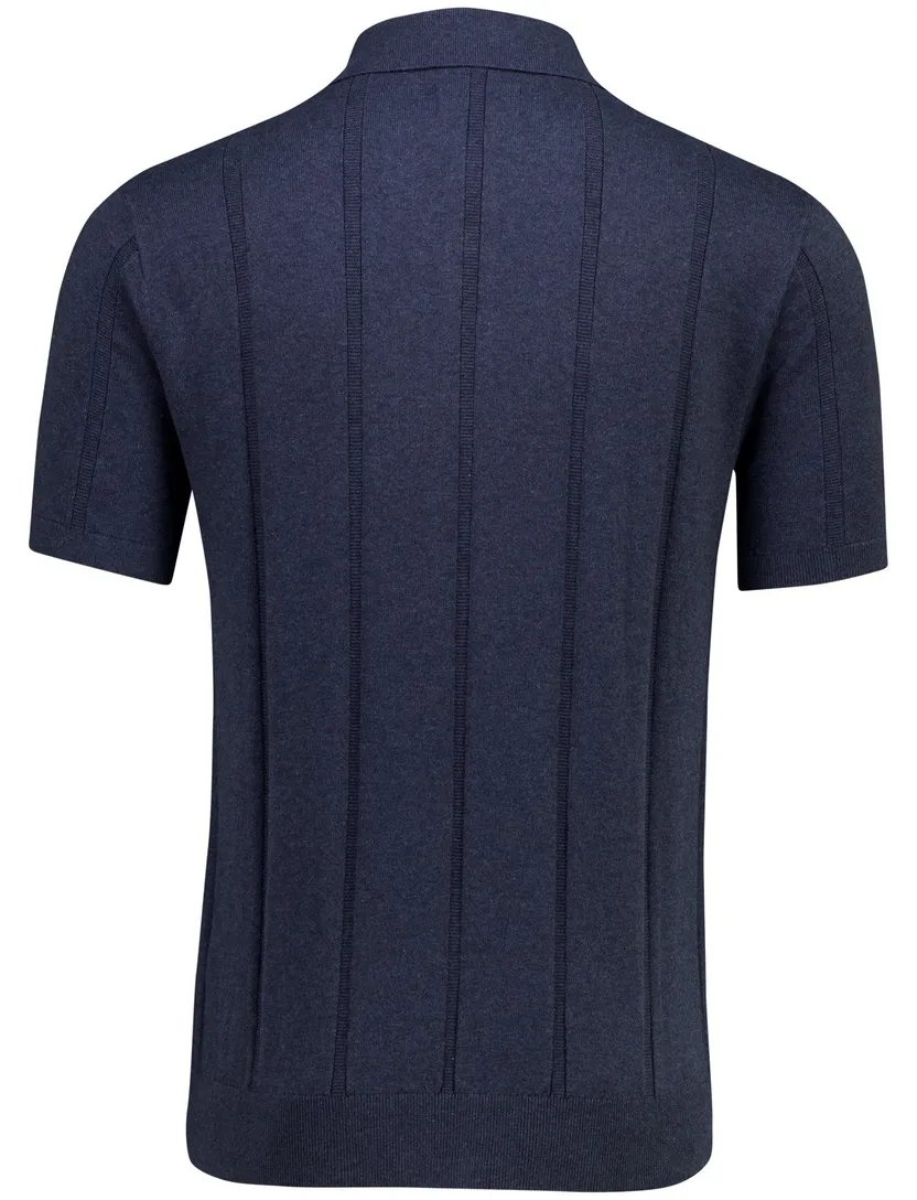 Donkerblauwe polo Barbour met streep structuur donkerblauw