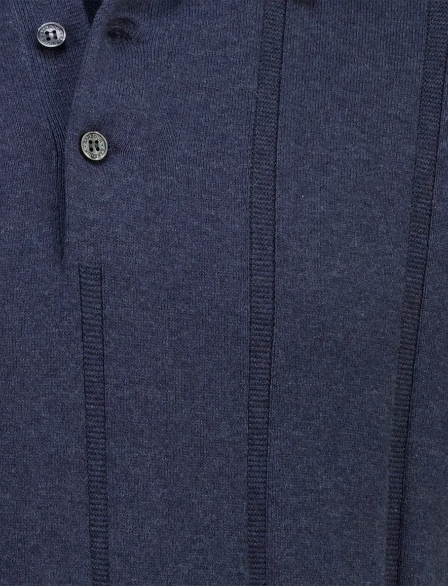 Barbour gebreide polo met streep structuur donkerblauw