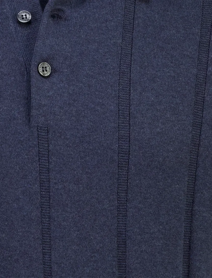 Donkerblauwe polo Barbour met streep structuur donkerblauw