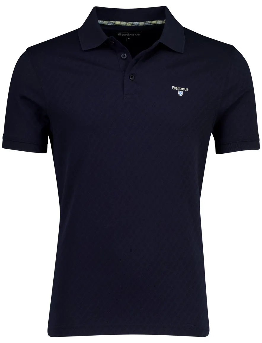 Barbour navy polo met structuur Tailored Fit