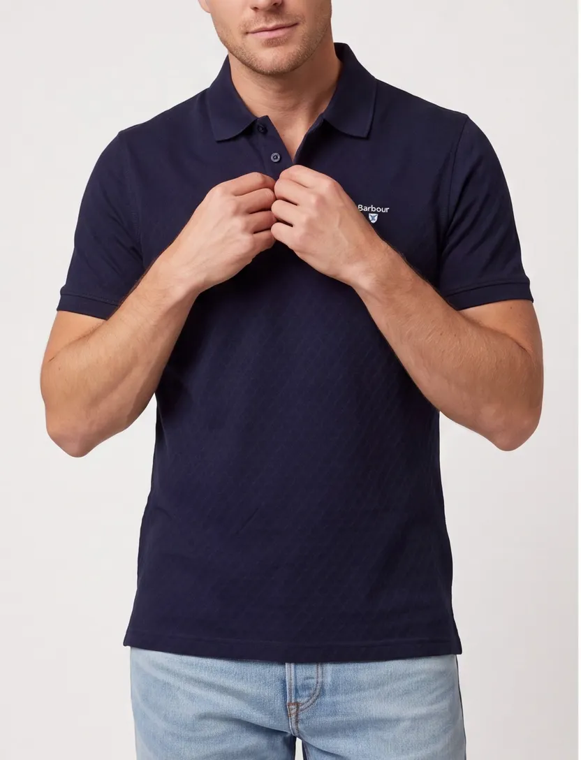 Navy polo Barbour tailored fit 3 knoops sluiting
