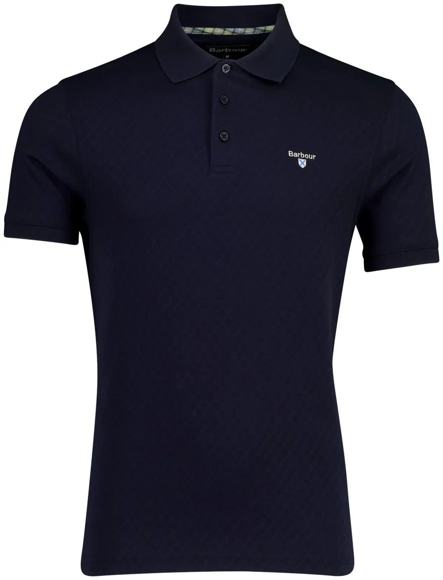 Barbour navy polo met structuur Tailored Fit