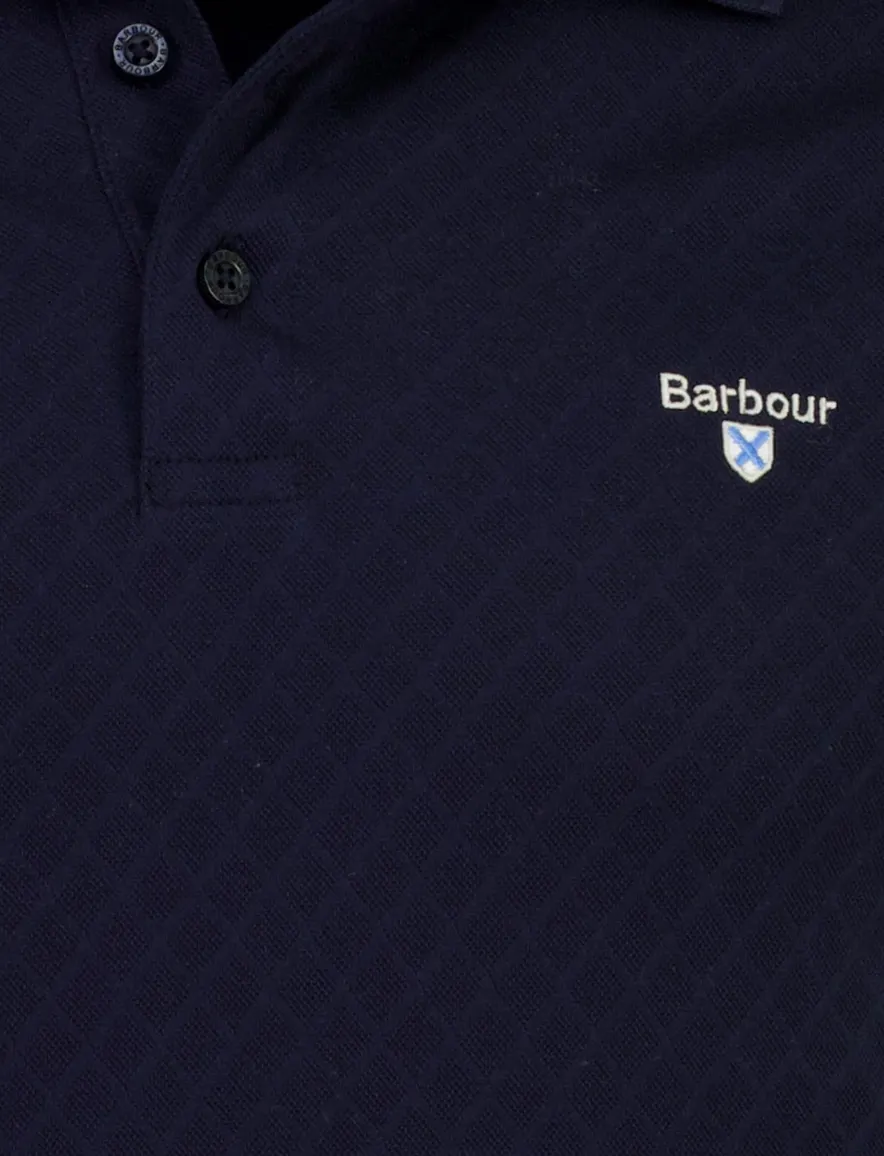 Barbour navy polo met structuur Tailored Fit