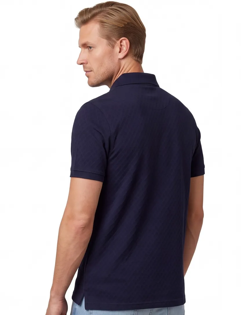 Navy polo Barbour tailored fit 3 knoops sluiting