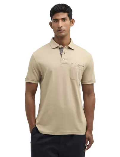 Barbour Beige polo Barbour 3 knoops korte mouw