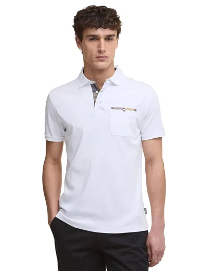 Barbour Witte polo Barbour 3 knoops korte mouw
