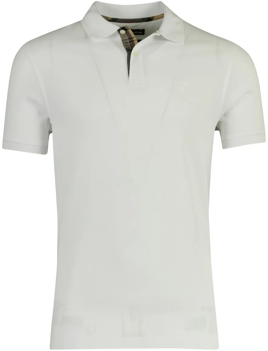 Barbour poloshirt tailored fit wit pique knoopsluiting