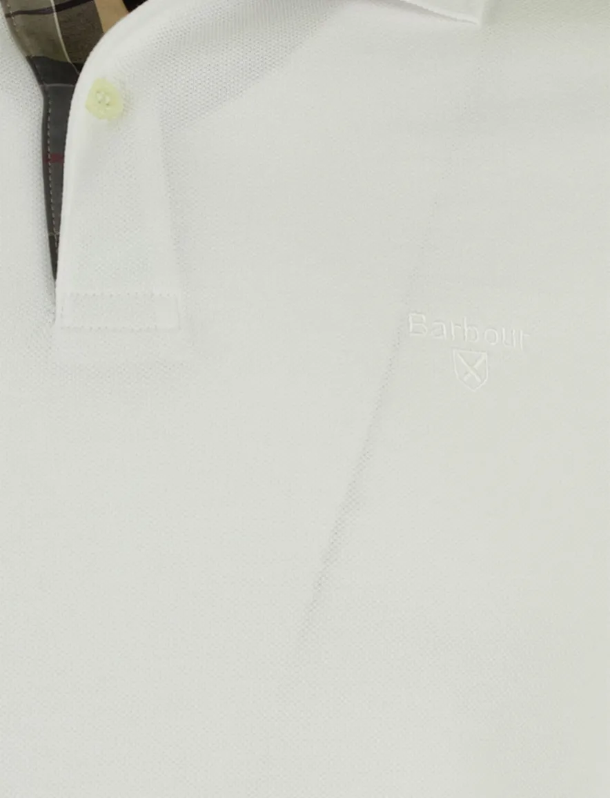 Barbour poloshirt tailored fit wit pique knoopsluiting
