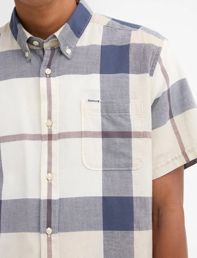 Overhemd Barbour Tailored Fit beige blauw geruit met borstzak