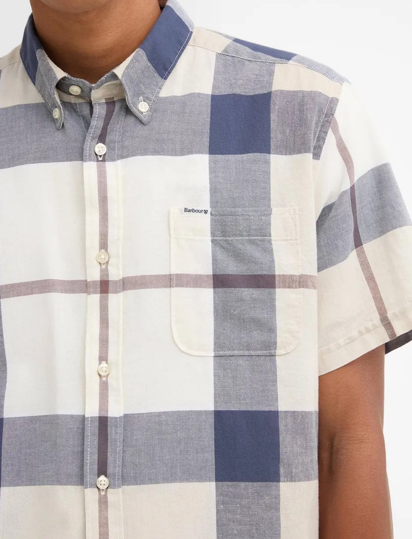 Overhemd Barbour Tailored Fit creme blauw geruit met borstzak