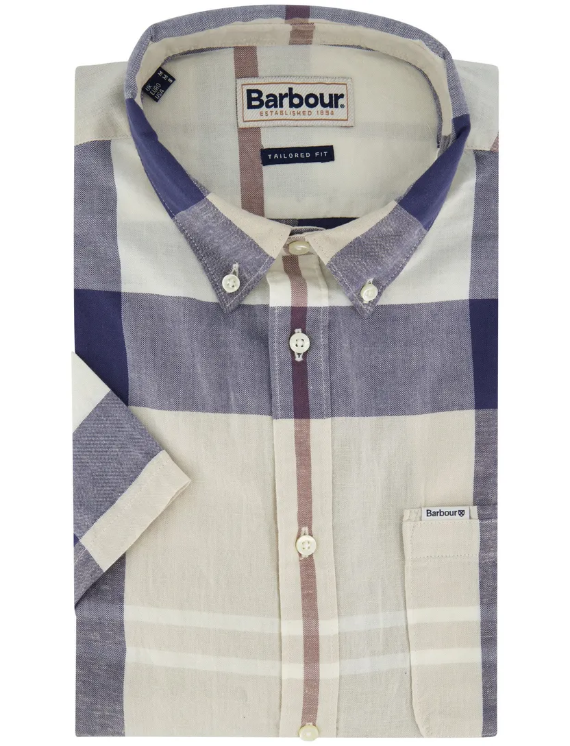 Overhemd Barbour Tailored Fit beige blauw geruit met borstzak