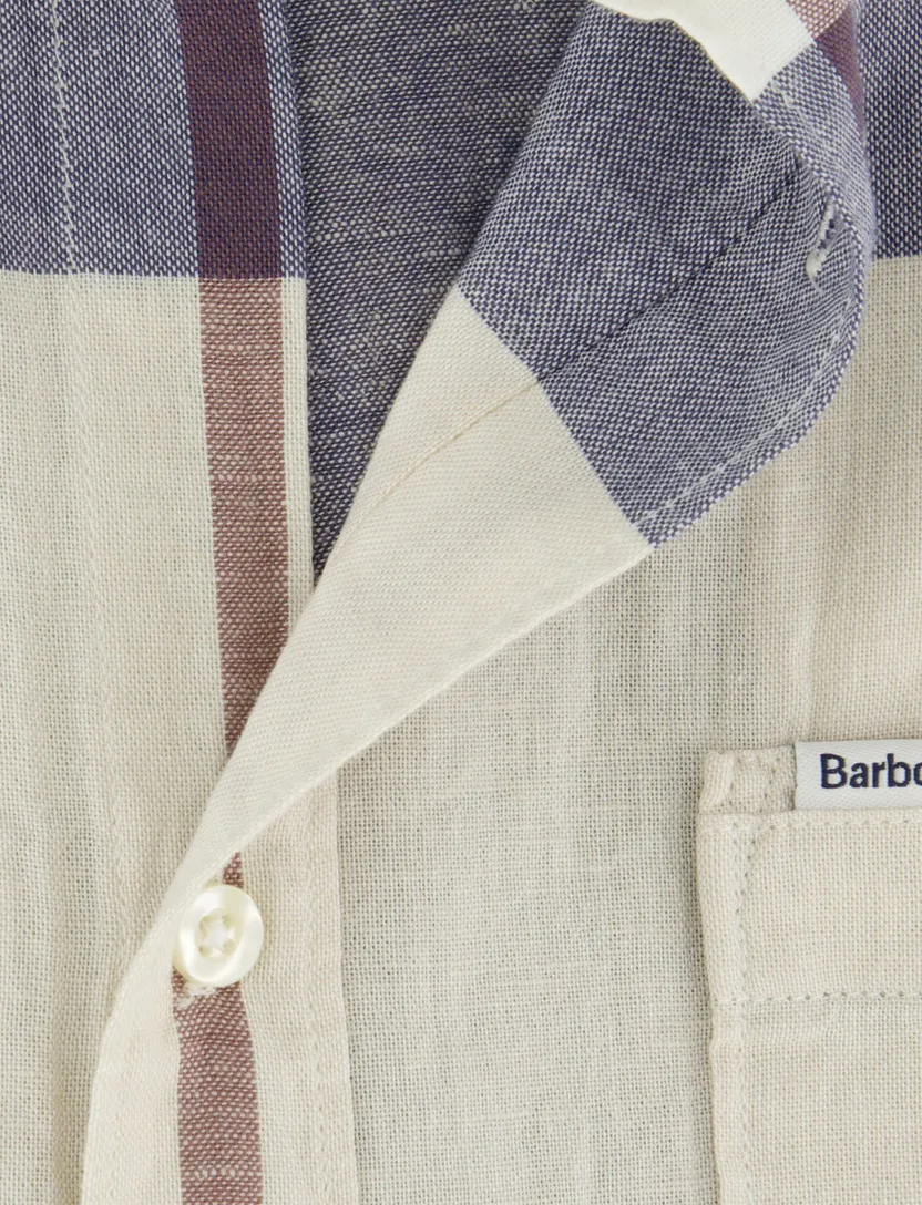 Overhemd Barbour Tailored Fit beige blauw geruit met borstzak
