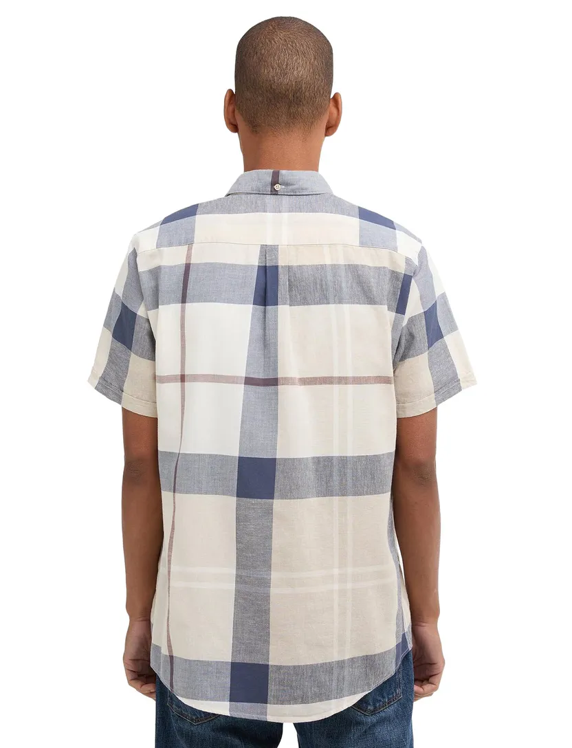Overhemd Barbour Tailored Fit beige blauw geruit met borstzak