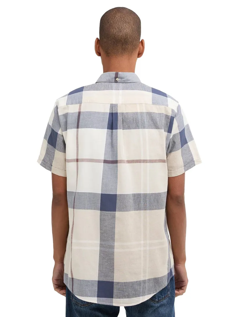 Overhemd Barbour Tailored Fit creme blauw geruit met borstzak
