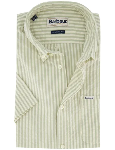 Barbour Groen gestreept overhemd Barbour Tailored fit button down boord