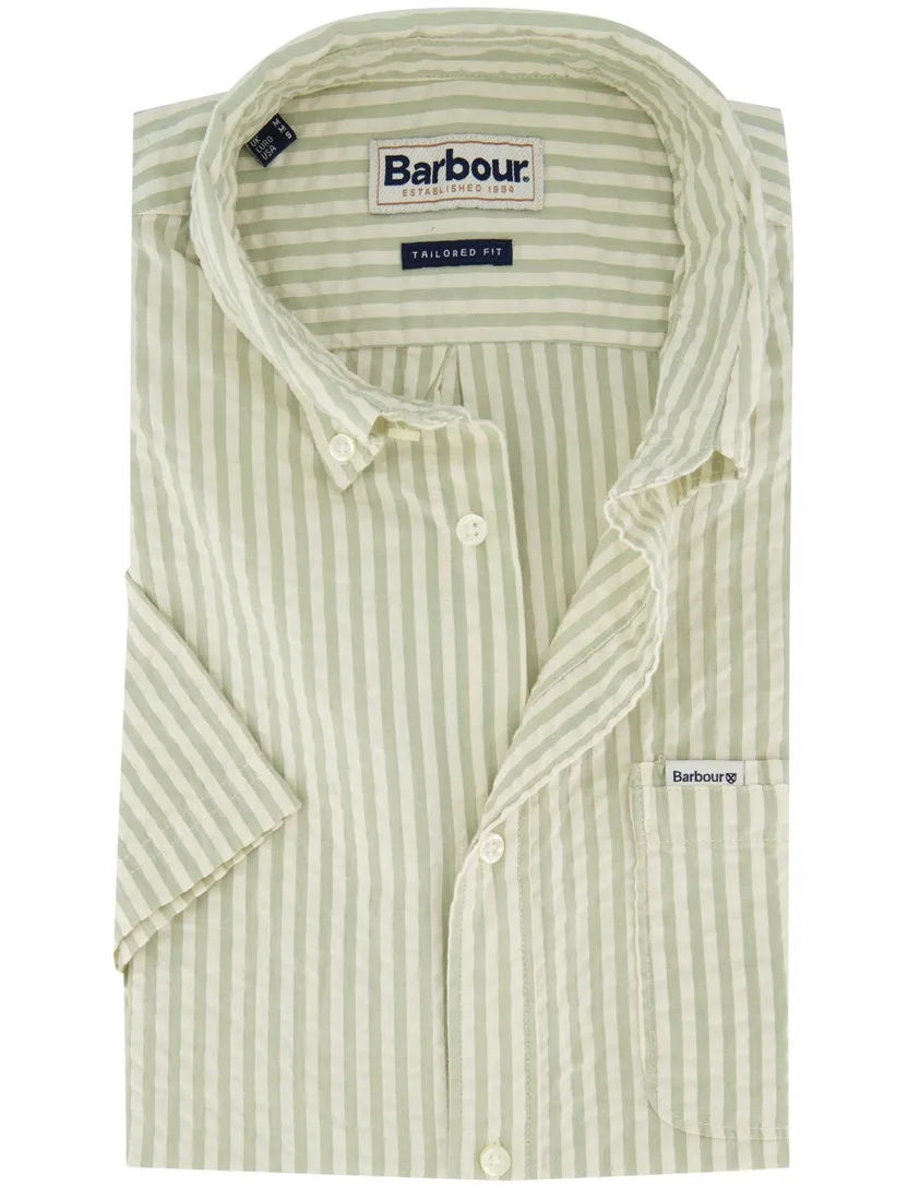 Overhemd Barbouw groen streepmotief Tailored Fit button down