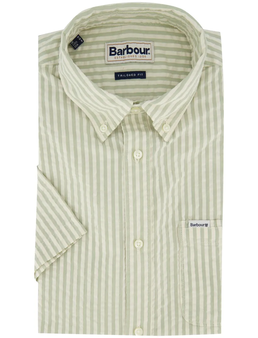 Overhemd Barbouw groen streepmotief Tailored Fit button down