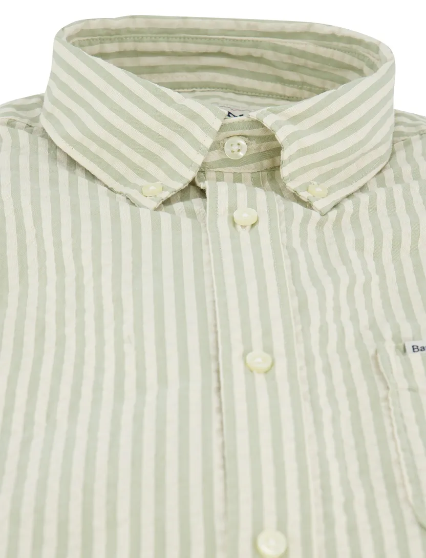 Overhemd Barbouw groen streepmotief Tailored Fit button down