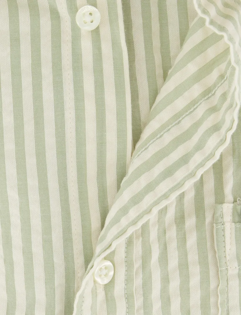 Overhemd Barbouw groen streepmotief Tailored Fit button down