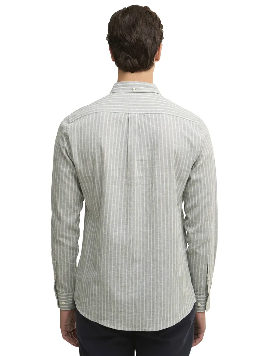 Barbour Tailored fit Overhemd groen gestreept linnen