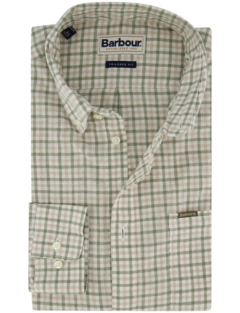 Overhemd Barbour Tailored Fit groen geruit borstzak