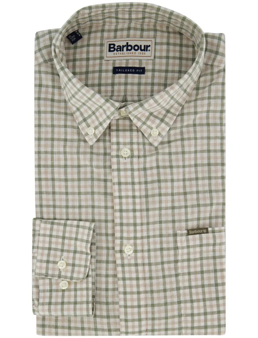 Overhemd Barbour Tailored Fit groen geruit borstzak