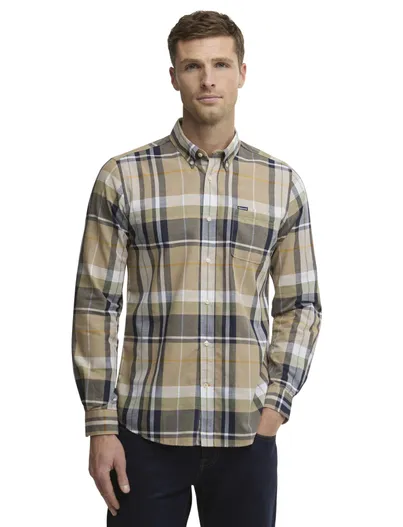 Barbour Barbour overhemd Tailored Fit korte mouw beige gestreept