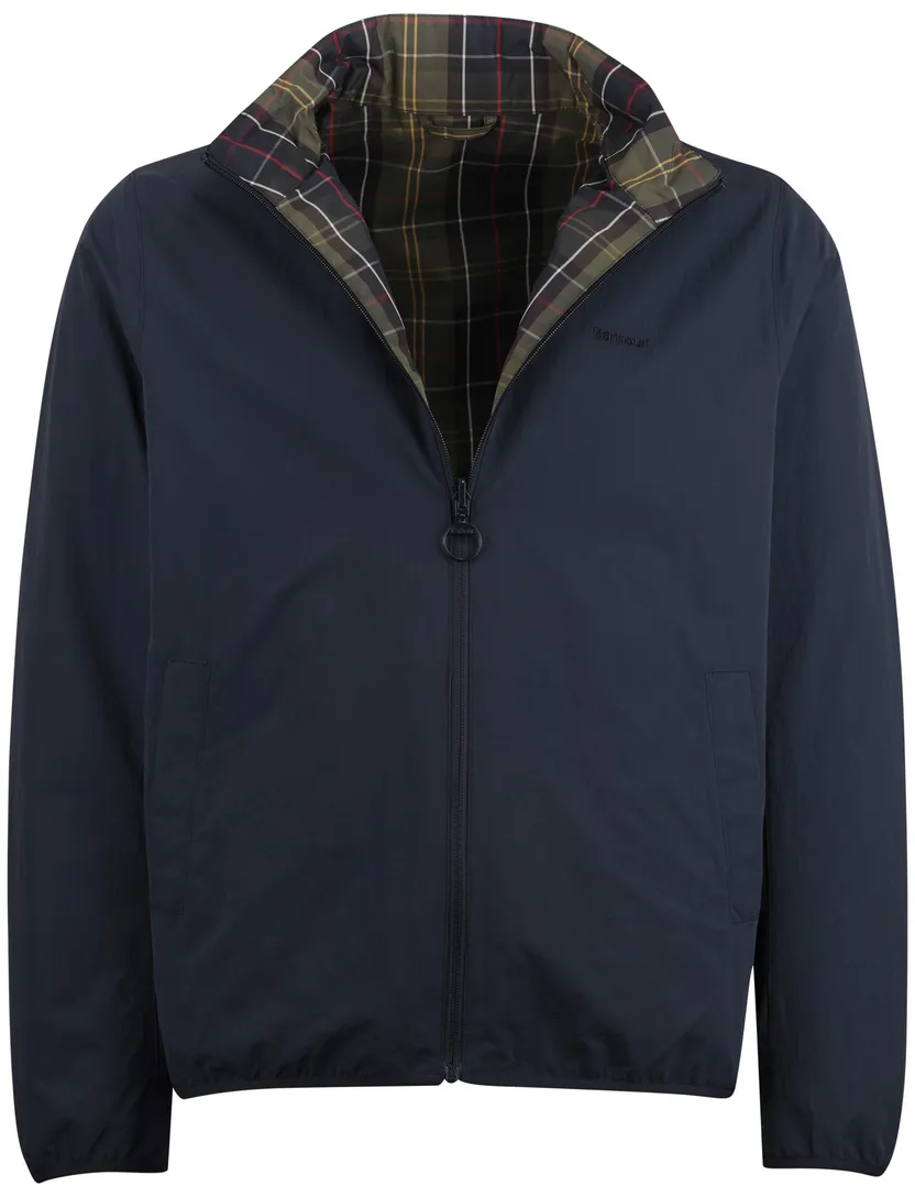 zomerjas Barbour donkerblauw reversible geruit waterafstotend