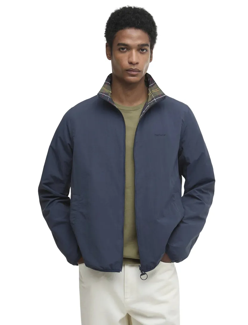 zomerjas Barbour donkerblauw reversible geruit waterafstotend
