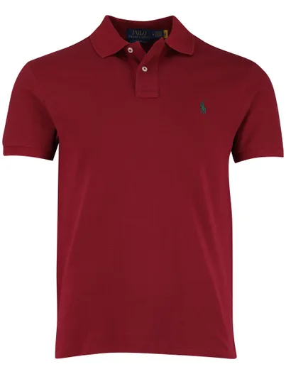 Polo Ralph Lauren Polo Ralph Lauren Slim fit Polo Rood effen groen logo