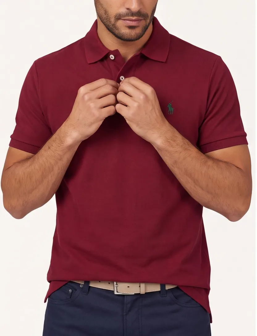 Rode Polo Polo Ralph Lauren Slim fit groen logo