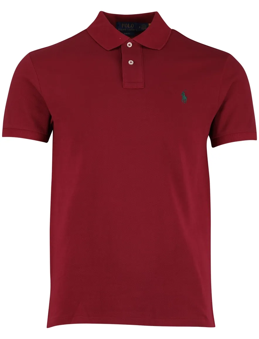 Polo Ralph Lauren Slim fit Polo Rood effen groen logo