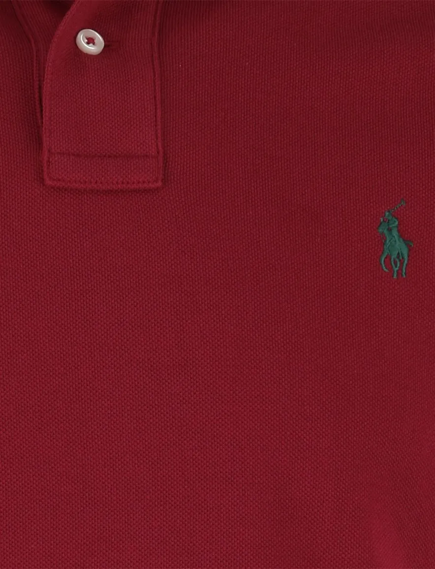 Polo Ralph Lauren Slim fit Polo Rood effen groen logo