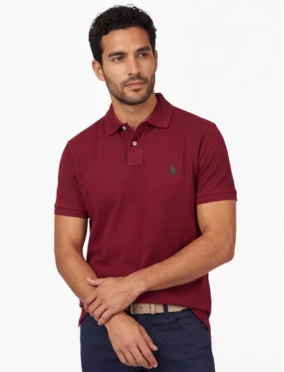 Polo Ralph Lauren Polo Ralph Lauren Slim fit Polo Rood effen groen logo